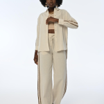 Beige Stitched Linen Set