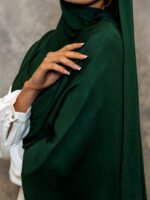 Emerald Grace Jersey Hijab – Solid Green - Image 3