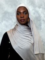 Stone Glow Premium Jersey Hijab – Light Beige - Image 2