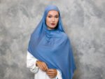 Azure Luxe Premium Jersey Hijab – Muted Blue - Image 4