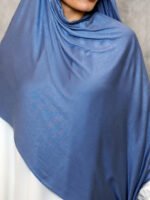 Azure Luxe Premium Jersey Hijab – Muted Blue - Image 3