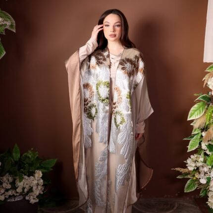 Floral Embroidered Open Abaya