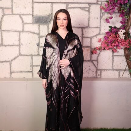 Elegant 3D Embroidered Chiffon Abaya